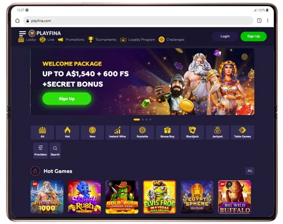 Playfina Casino Lobby
